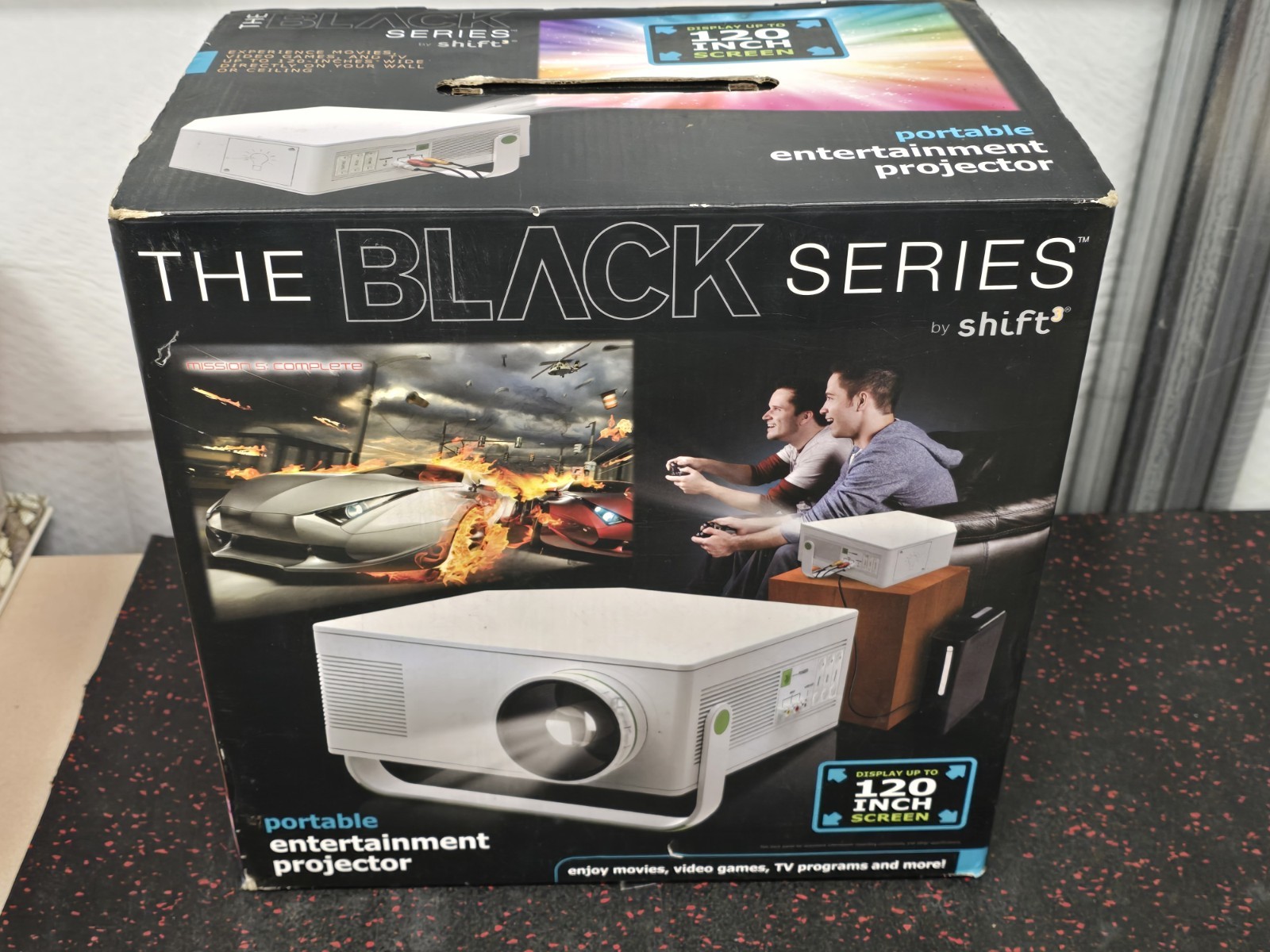 Shift3 The Black Series Entertainment Projector 120" Screen RCA Output Portable