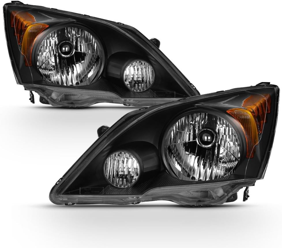 Black Housing Headlights Headlamps For 2007 2008 2009 2010 2011 Honda CR-V CRV