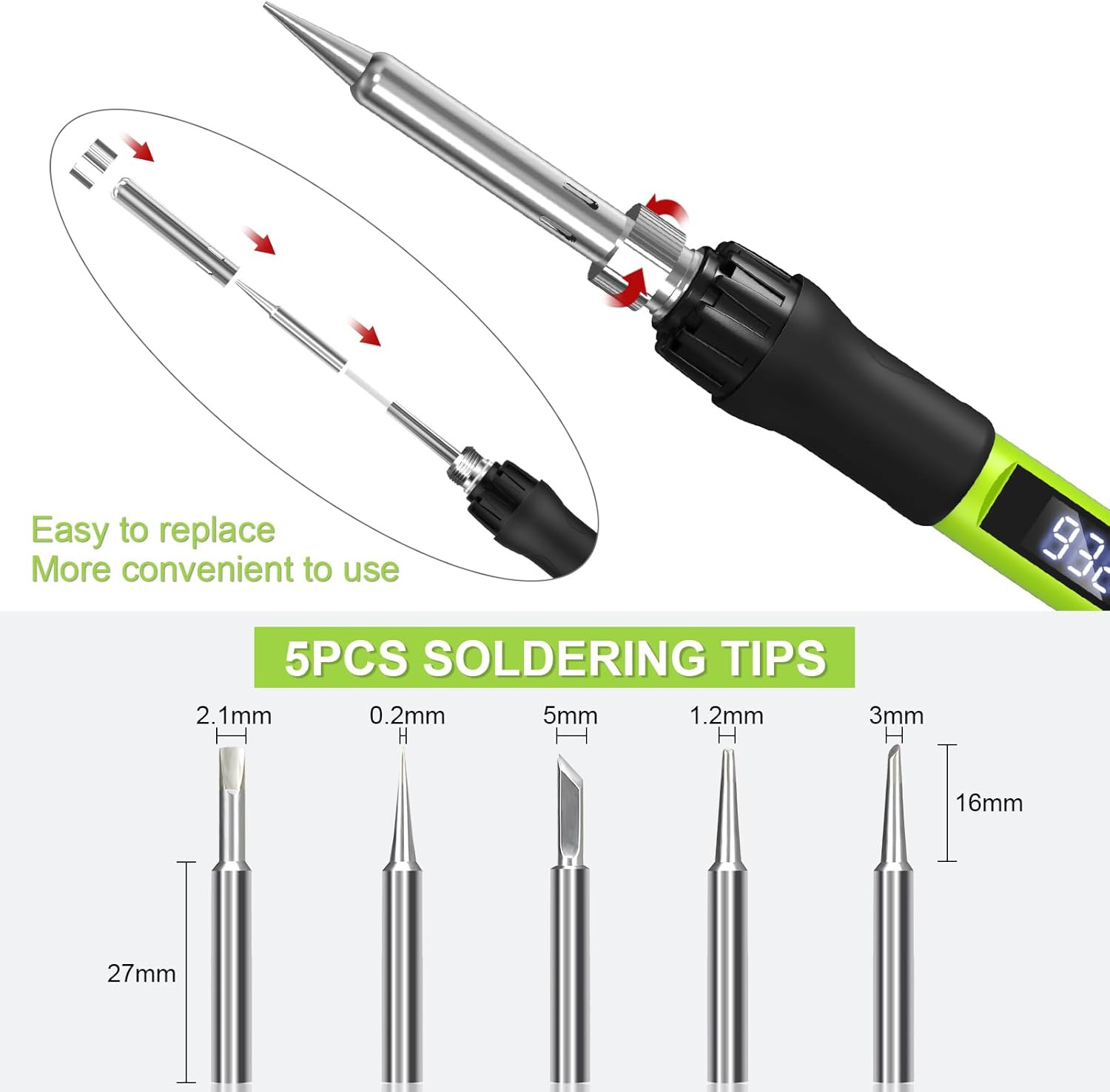 Soldering Iron Kit, 100W Soldering Gun with LED Digital Display, Adjustable Temp