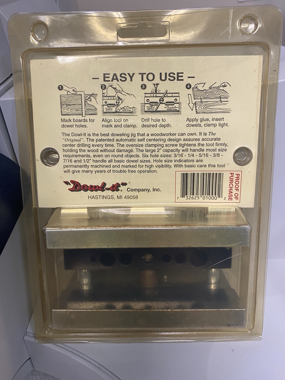 Dowl-it Self Centering Dowel Pin Drill Guide Vise Tool model 1000 Made U.S.A.