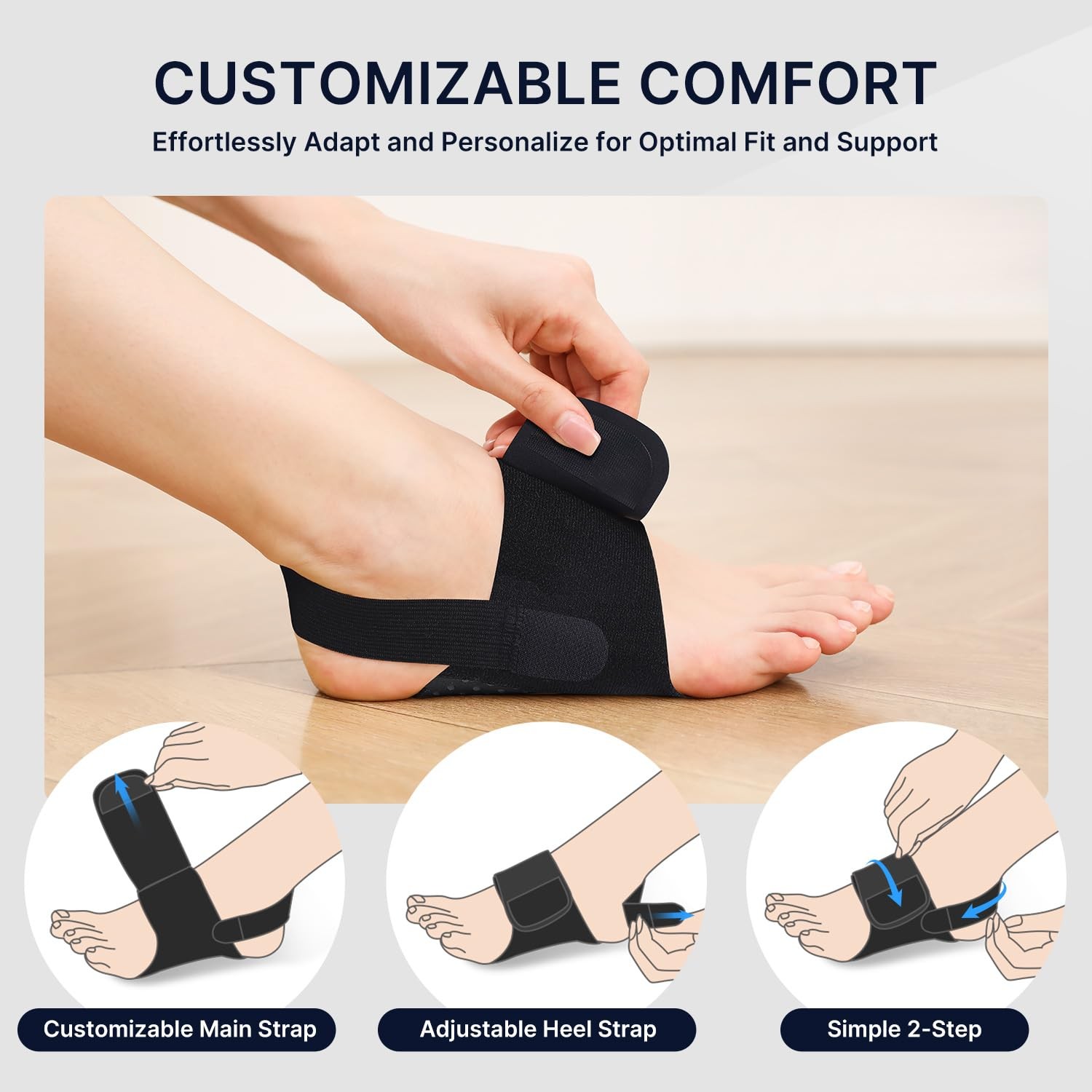 Arch Support Brace for Plantar Fasciitis, Heel & Foot Pain Relief – Adjustabl...