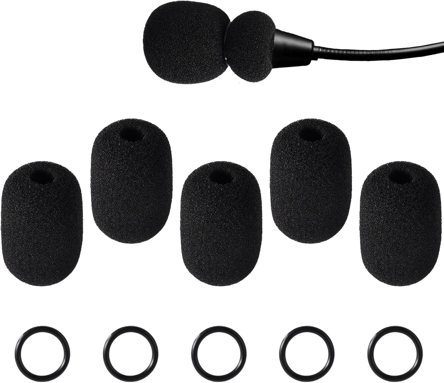 Microphone Foam Covers for Bose Aviation Headsets - 5 Sets with O-Rings