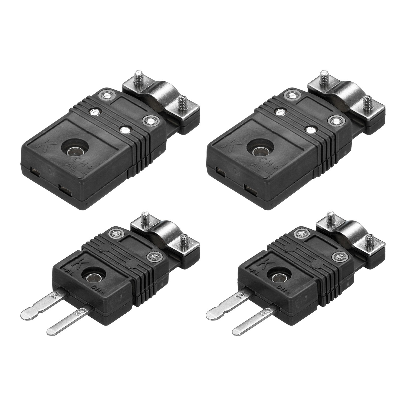 2 Set J Type Thermocouple Wire Connectors Female Male Plug Temperature 220°C