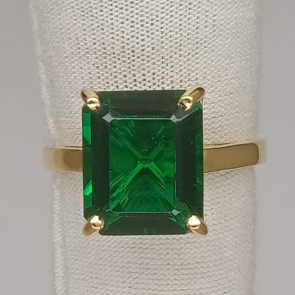 6.00Ct Emerald Natural Emerald & Diamond 100% 14k SOLID Yellow Gold Wedding Ring