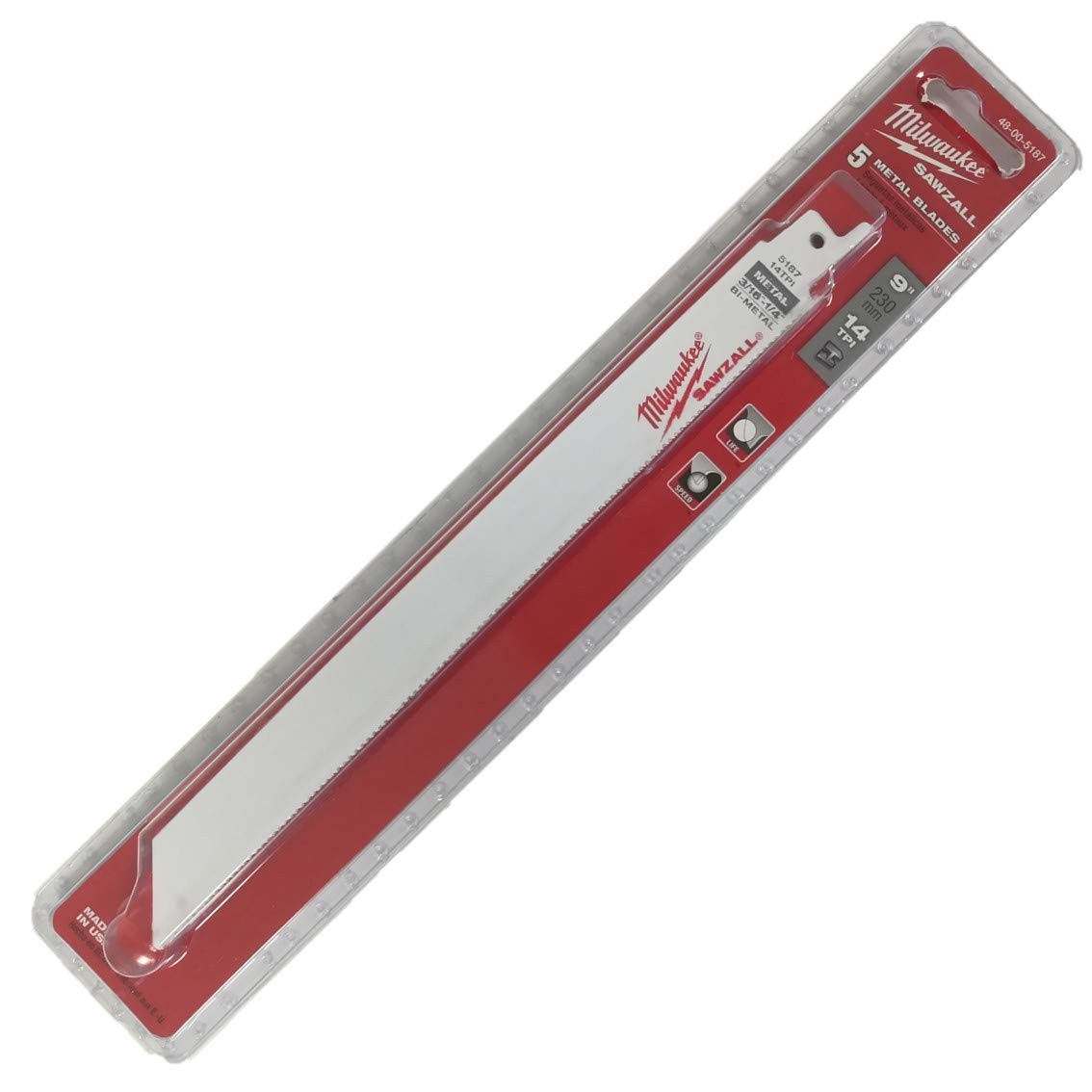 Milwaukee 48-00-5187 9" 14Tpi Sawzall Blade 5 Pack