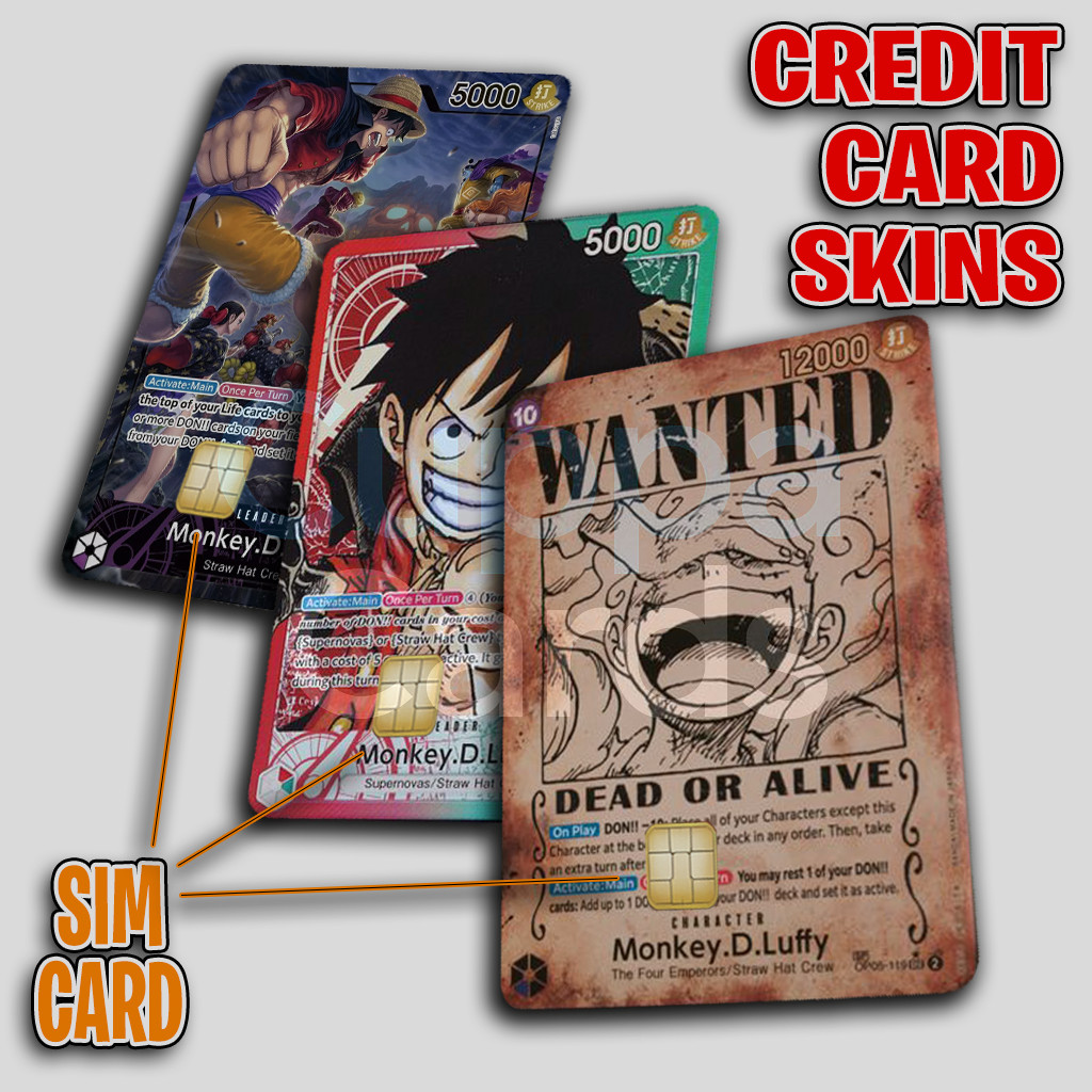 Monkey D Luffy One Piece, Wanted Romance PSA | Credit Card Skin/Sticker | 3 Pack