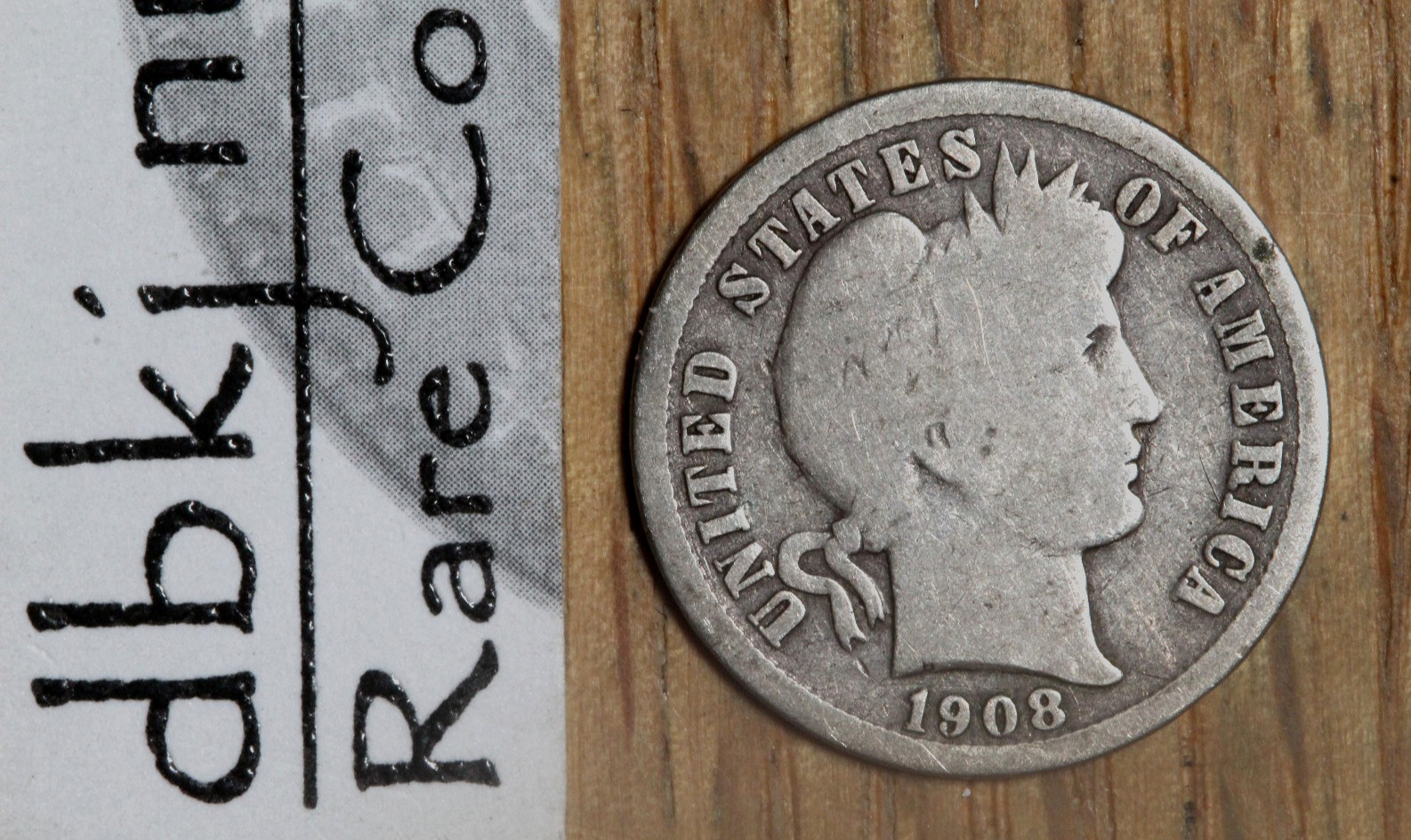 1908 D Liberty Head "Barber" Silver Dime 10¢ - G - Good