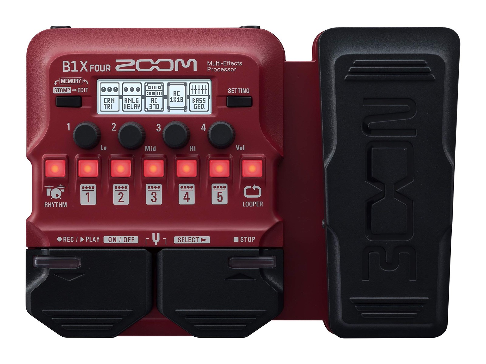 Zoom B1X FOUR Bass Multi-Effects Processor with Expression Pedal, With 70+