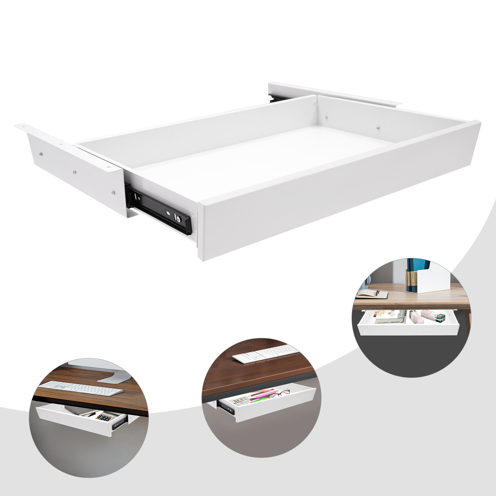 Sliding Under-Desk Drawer Organizer for Stand-Up Desks - Space-Saving Storage