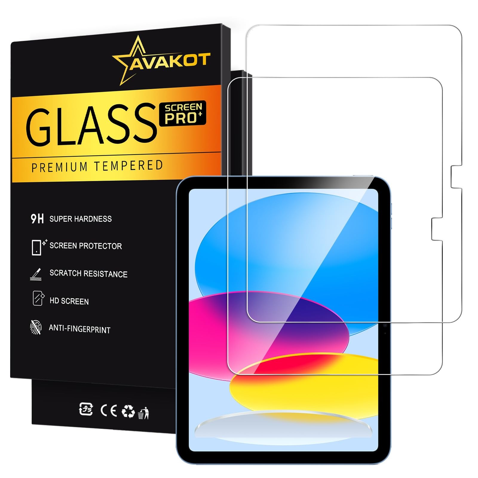 avakot 2 Pack 2 for iPad 11th Gen (A16)/10th Gen, 2 Glass Screen