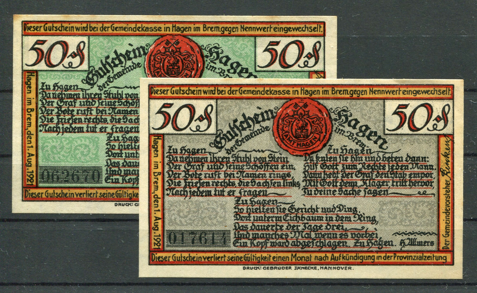 Hagen 2 Bills Emergency Money 2/6650