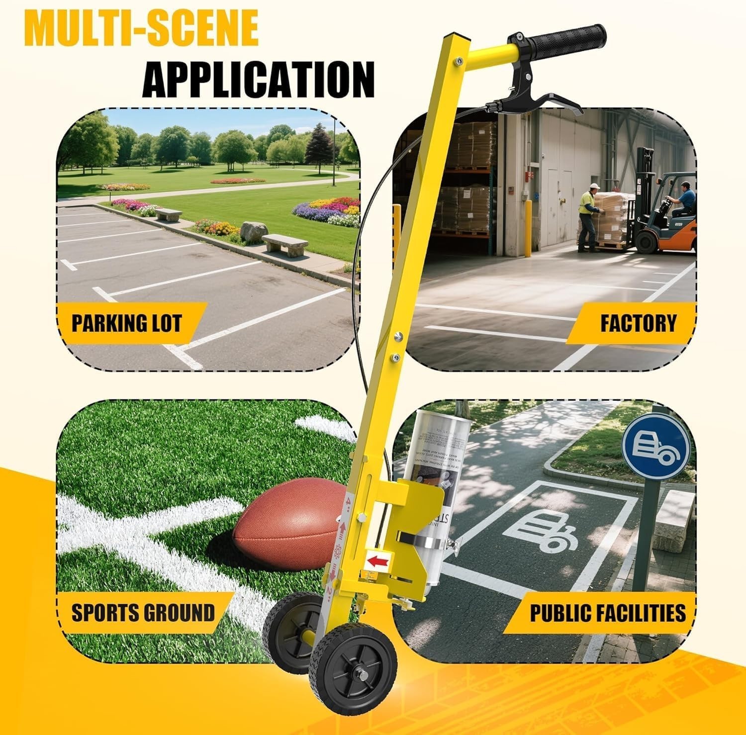 Effortless Line Marking Wand: Two-Wheel Stability & Adjustable Stripe Width 2-4"