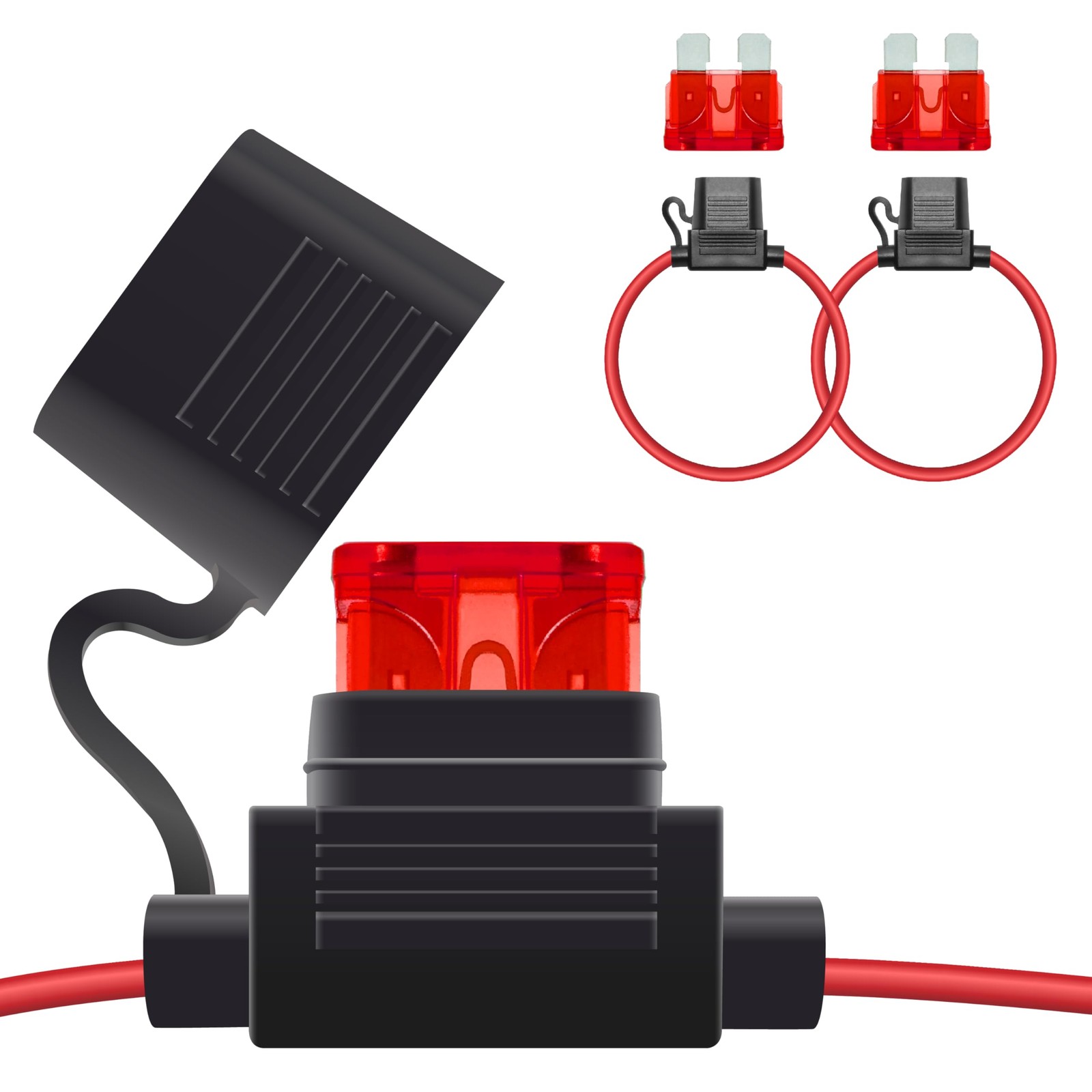 ecocstm 2 PCS Inline Fuse Holders 12V, 18 AWG Car Gauge 2 18AWG
