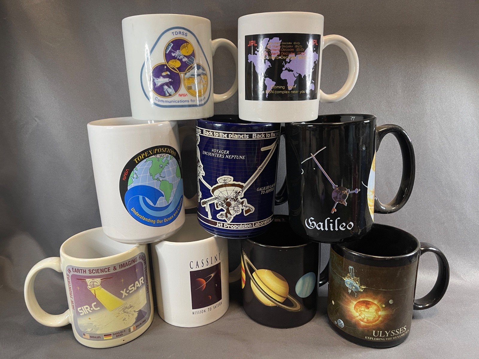 Vintage NASA JPL Space Mugs - Hard to find Collection lot of 9