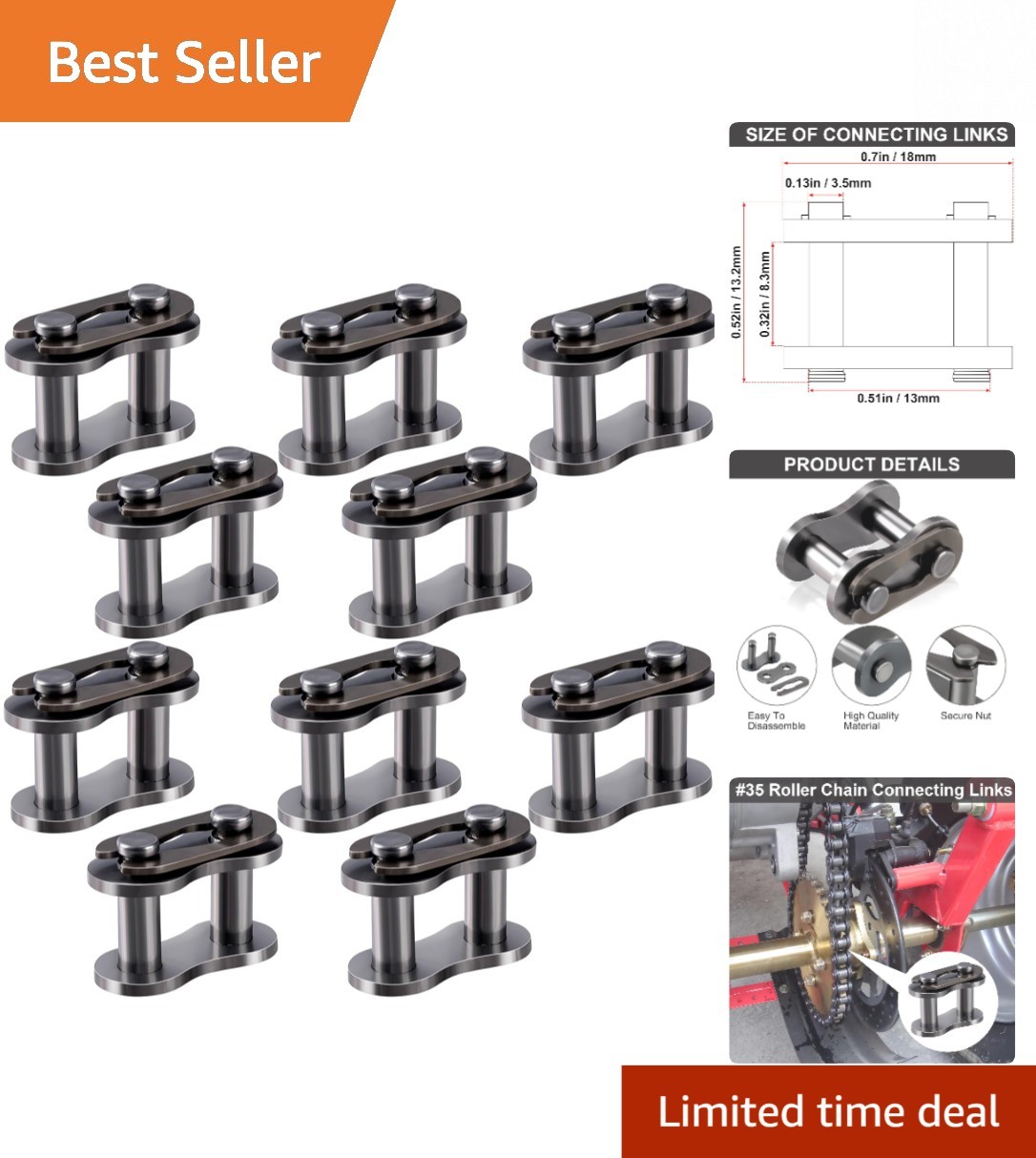 Performance-Enhancing Chain Master Roller Links (10pcs) for Mini Bikes & ATVs