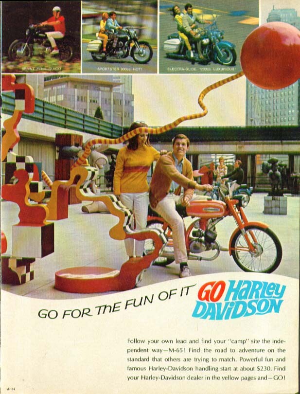 Go for the Fun of it Harley-Davidson M-65 Motorcycle ad 1967