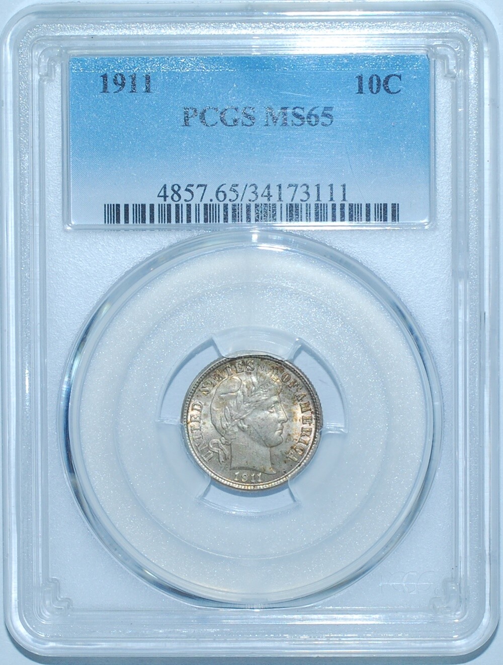 1911 P PCGS MS65 Barber Silver Dime