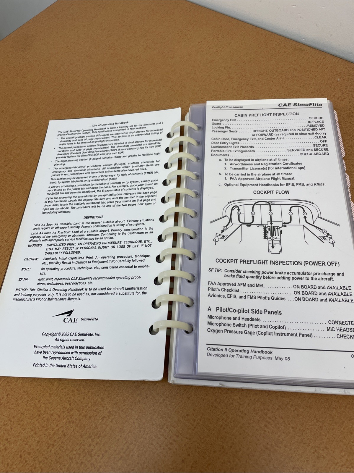 CAE SimuFlite Citation II Operating Handbook Pilot Manual Training Guide