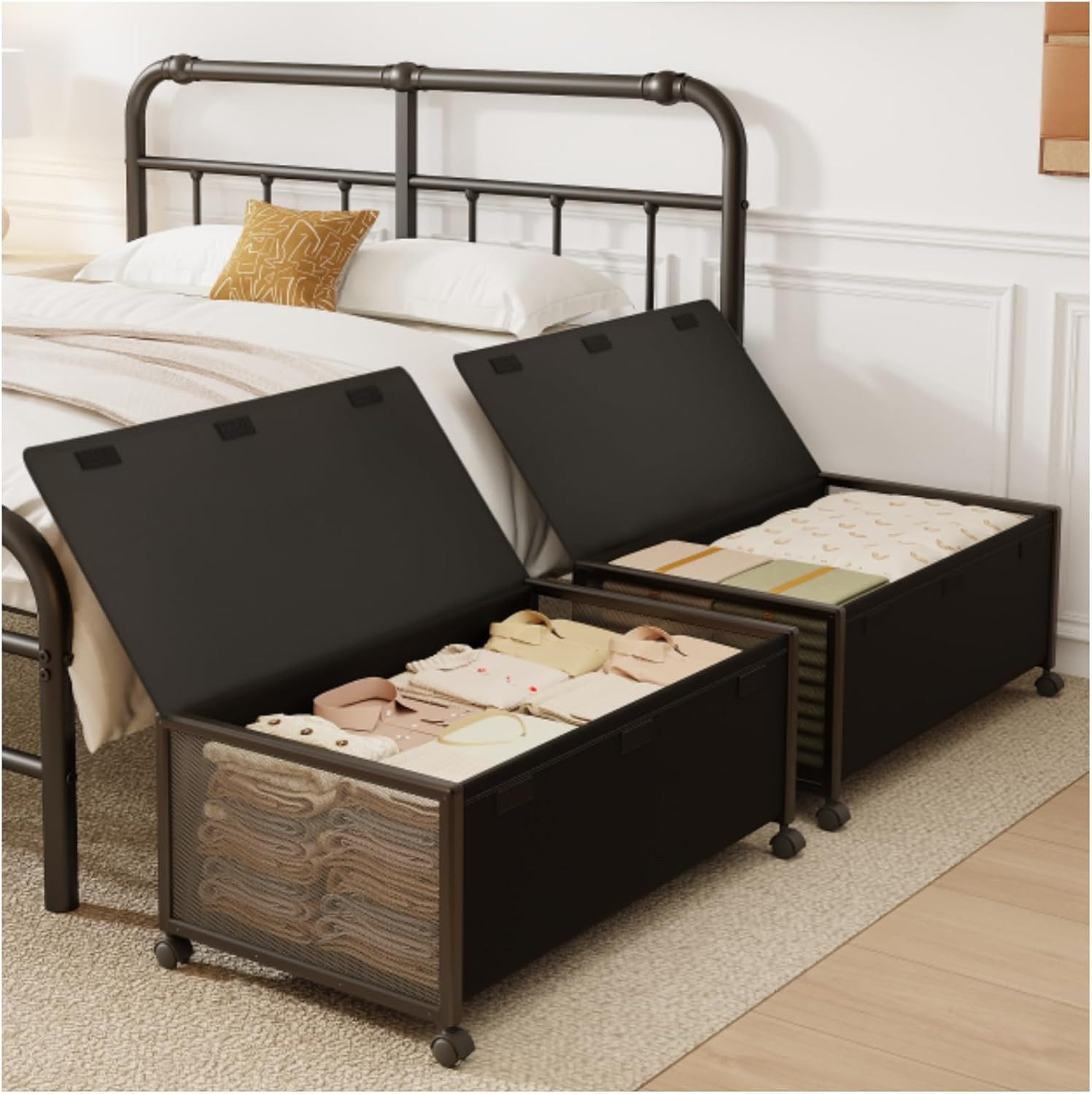 2 Pack under the Bed Storage Containers,12 Inch Height under Bed Shoe Storage,31