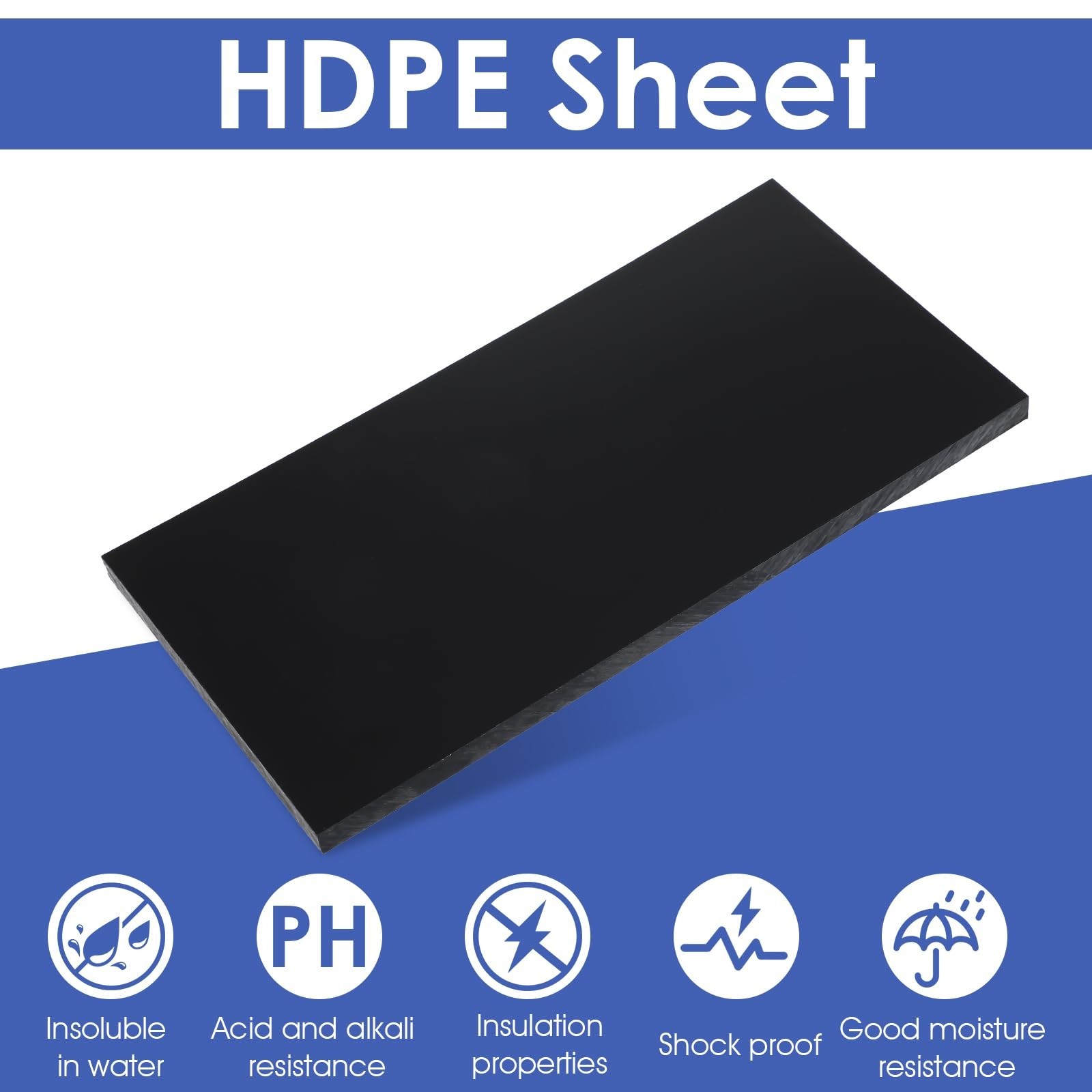 2 Pcs HDPE Plastic Sheet, HDPE Sheet 1/2" Thick, Size 6" x 12", High Density ...