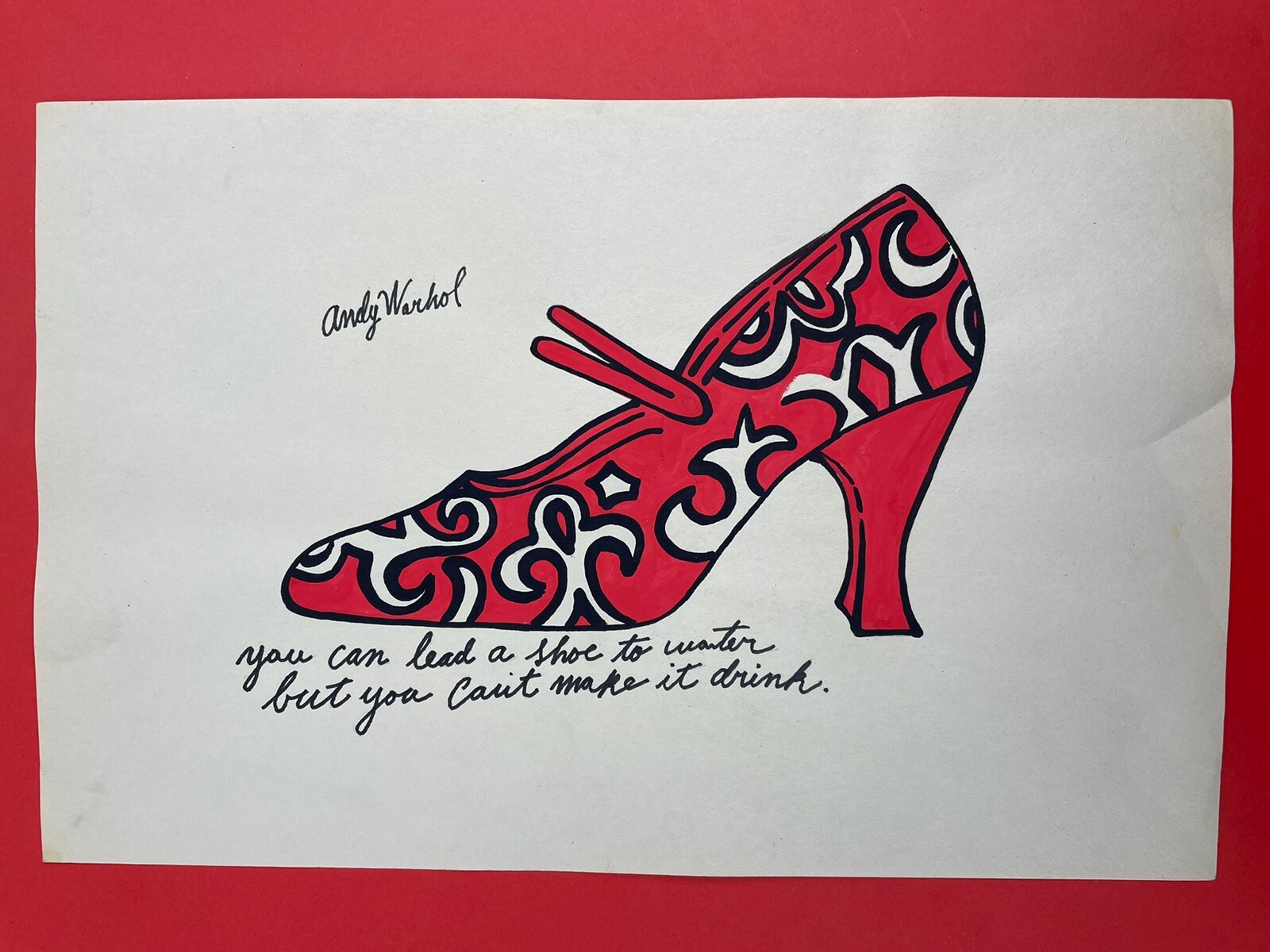 Andy warhol Drawing on paper (Handmade) signed and stamped