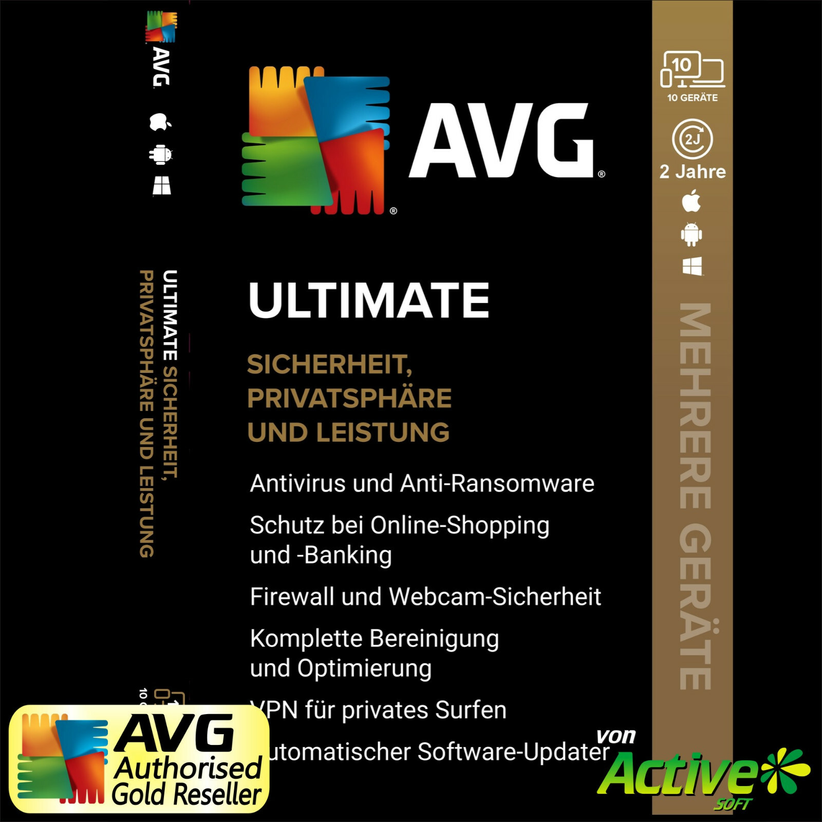 AVG ULTIMATE 2024 3 Jahre | PC, Mac, Android | TuneUp, Internet Security, VPN DE
