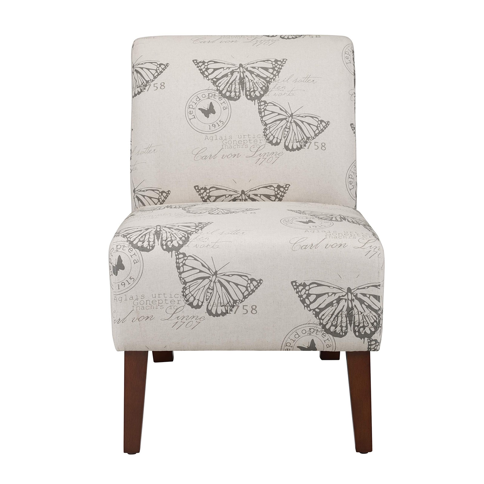 Butterfly, Dark Espresso Linen Lily Chair, 21.5" W x 29.5" D x 31.5" H