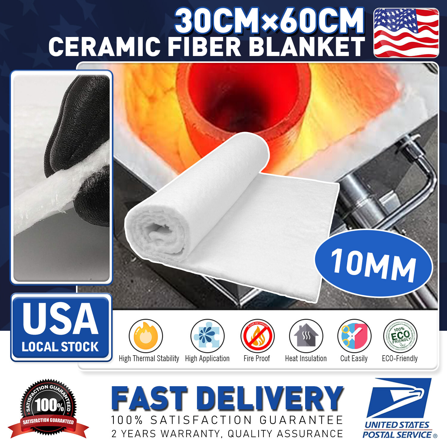 24"×12" Ceramic Fiber Insulation Mat High Density High Temperature Insulation US