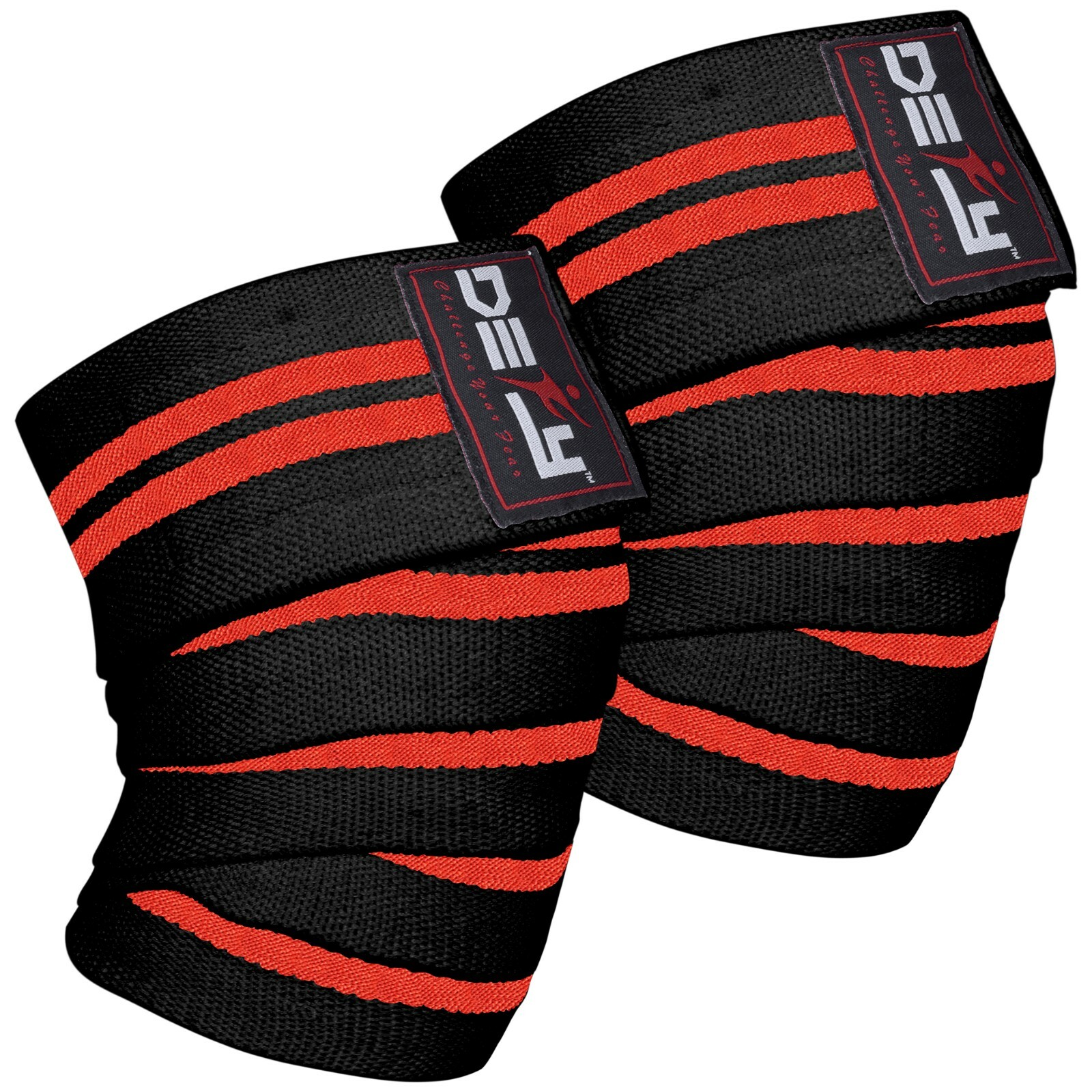 DEFY New Weight Lifting Knee Wraps Training Straps Power Lifter Gym BLACK & RED