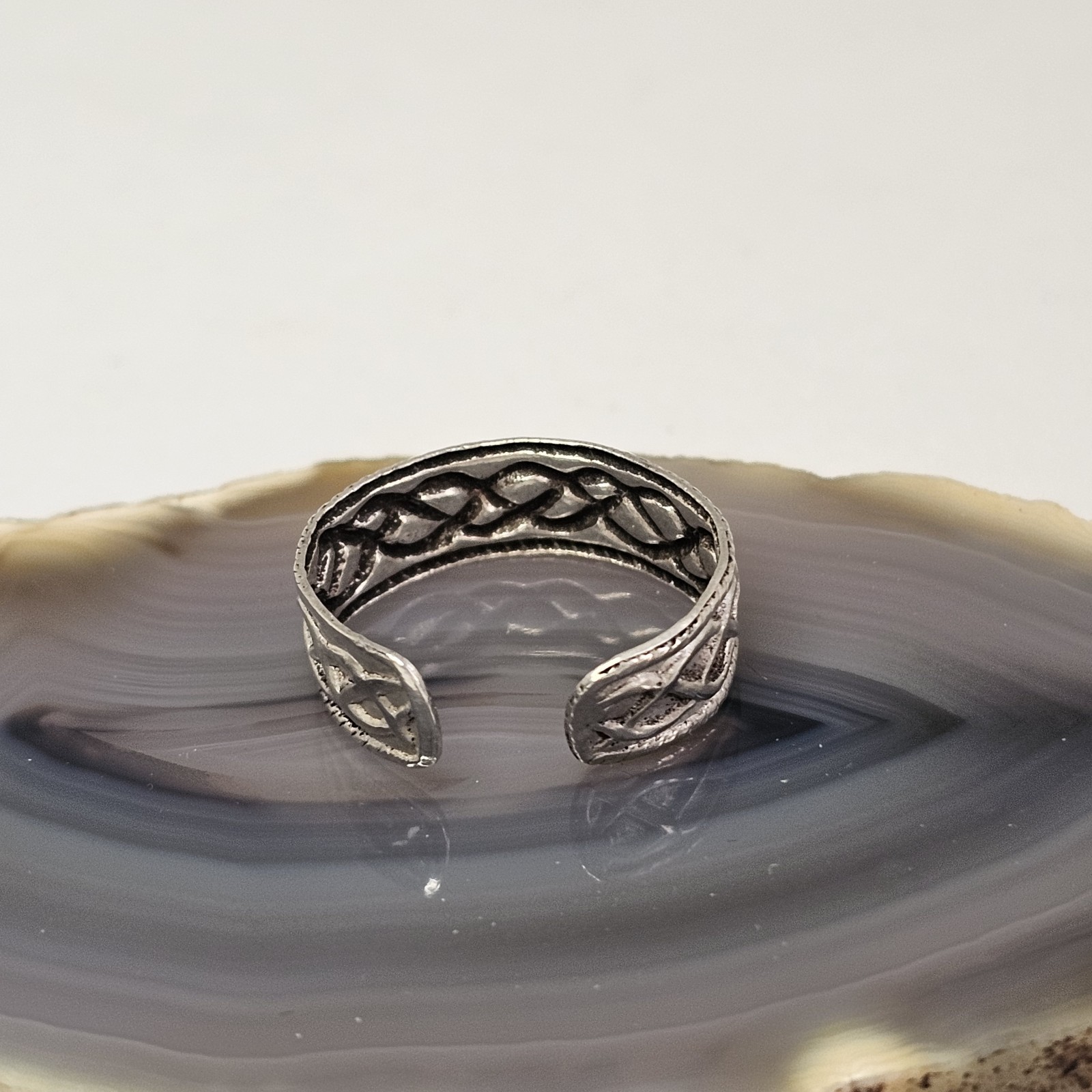 925 Sterling Silver Celtic Knot Toe Ring Open Adjustable Band
