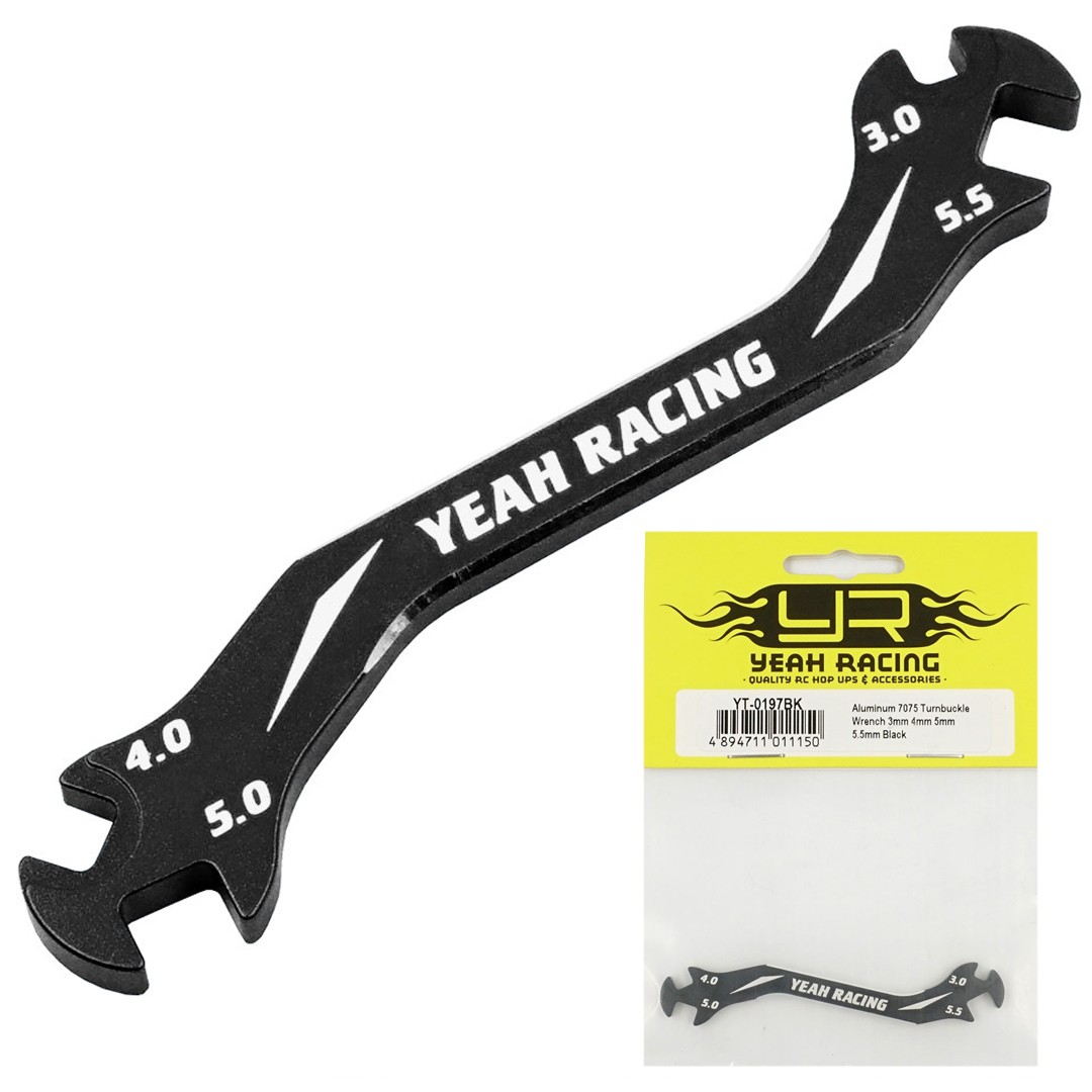 NEW Yeah Racing YT-0197BK Aluminum 7075 Turnbuckle Wrench Black 3 /4 /5 /5.5mm