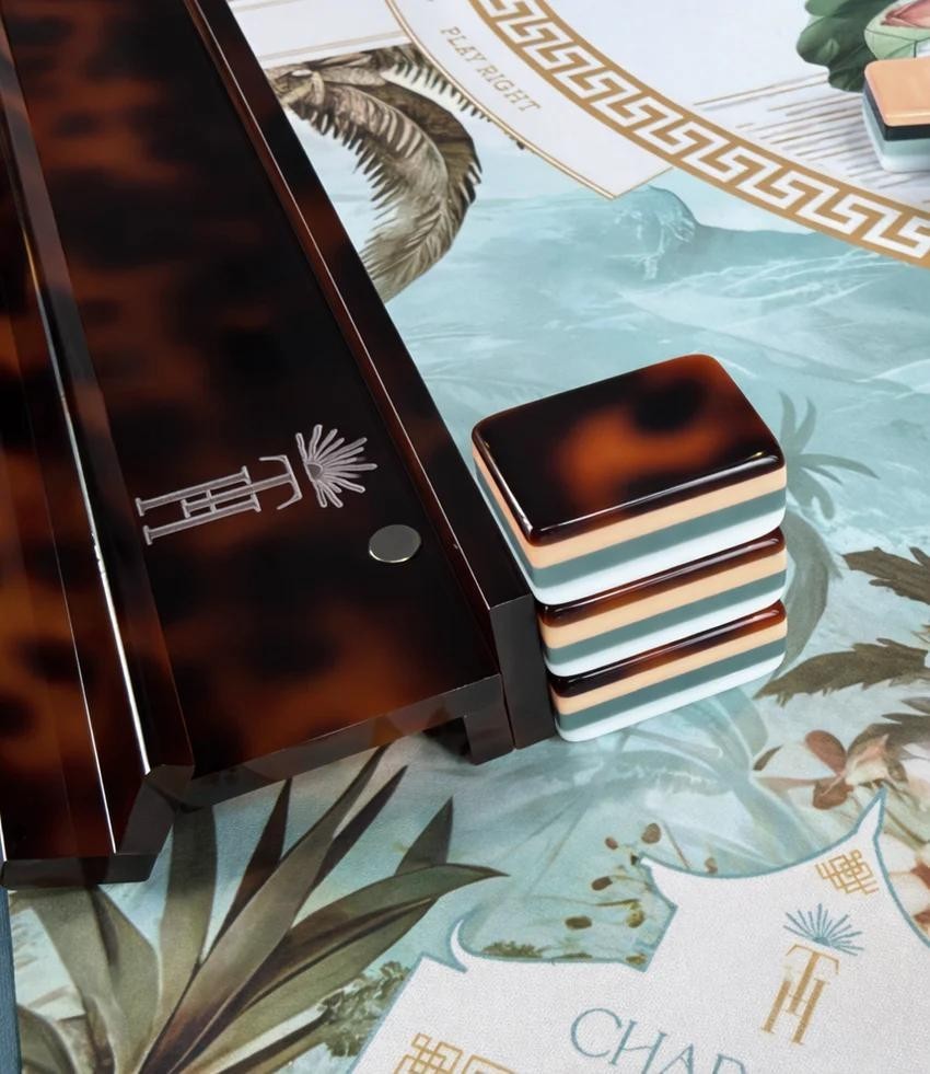 2026 White Lotus Tortoiseshell American Mahjong Game Set 160 Tiles Acrylic Set
