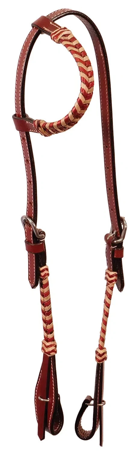 Buffalo Leather of the Rockies Brown Rawhide Laced One Ear Headstall NEW