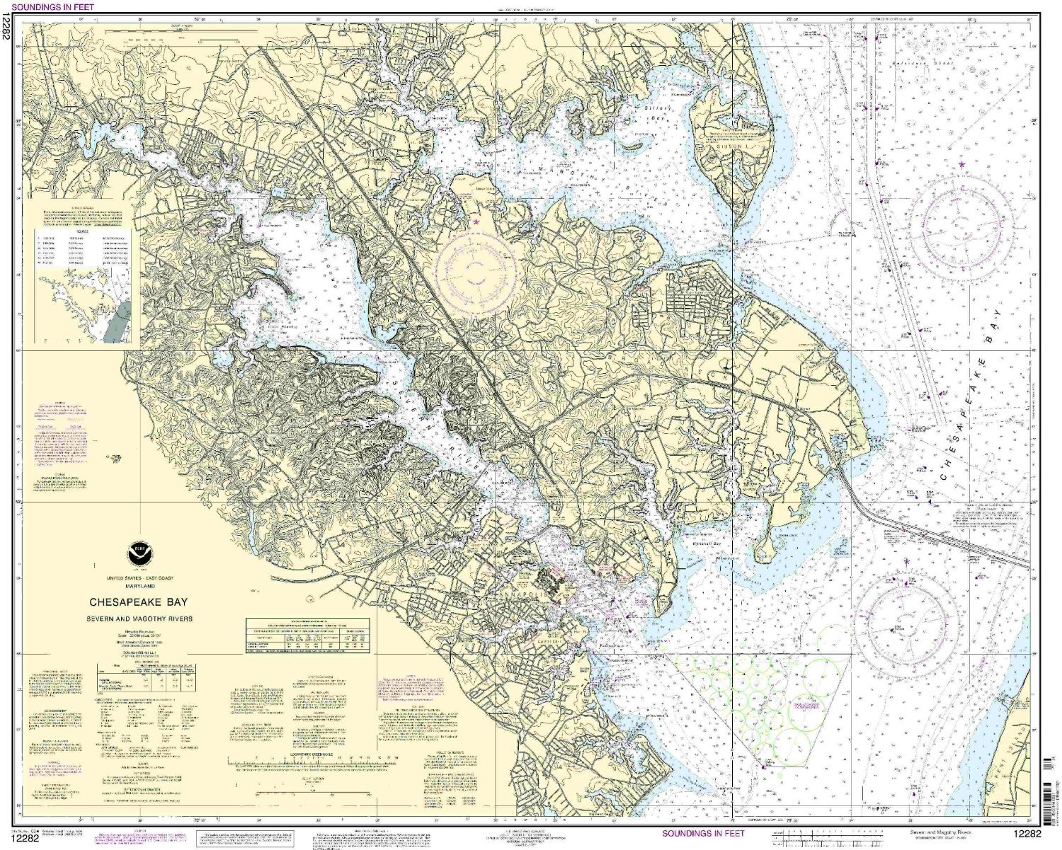 NOAA Nautical Chart Chesapeake Bay Severn Magothy Rivers 36th Ed 12282