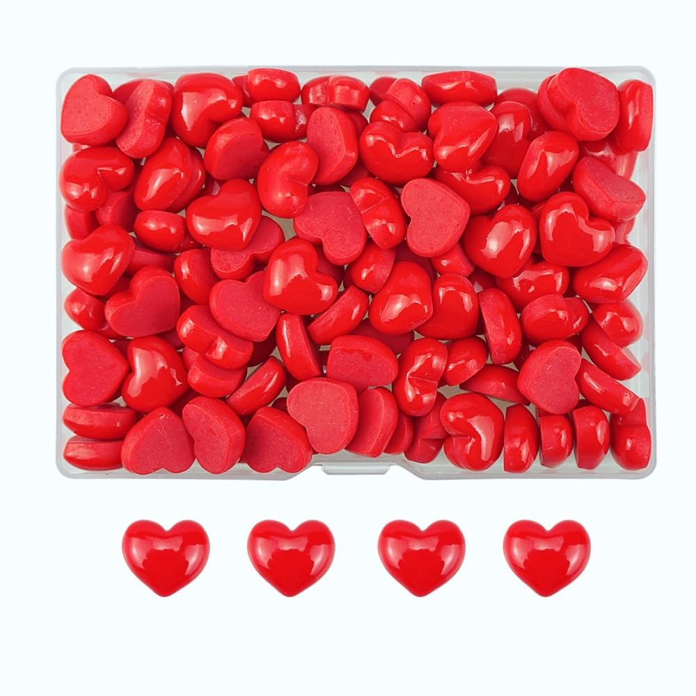 Red Heart Resin Flatback Mini Bulk Shapes Charms Embellishments Craft 120 PCS