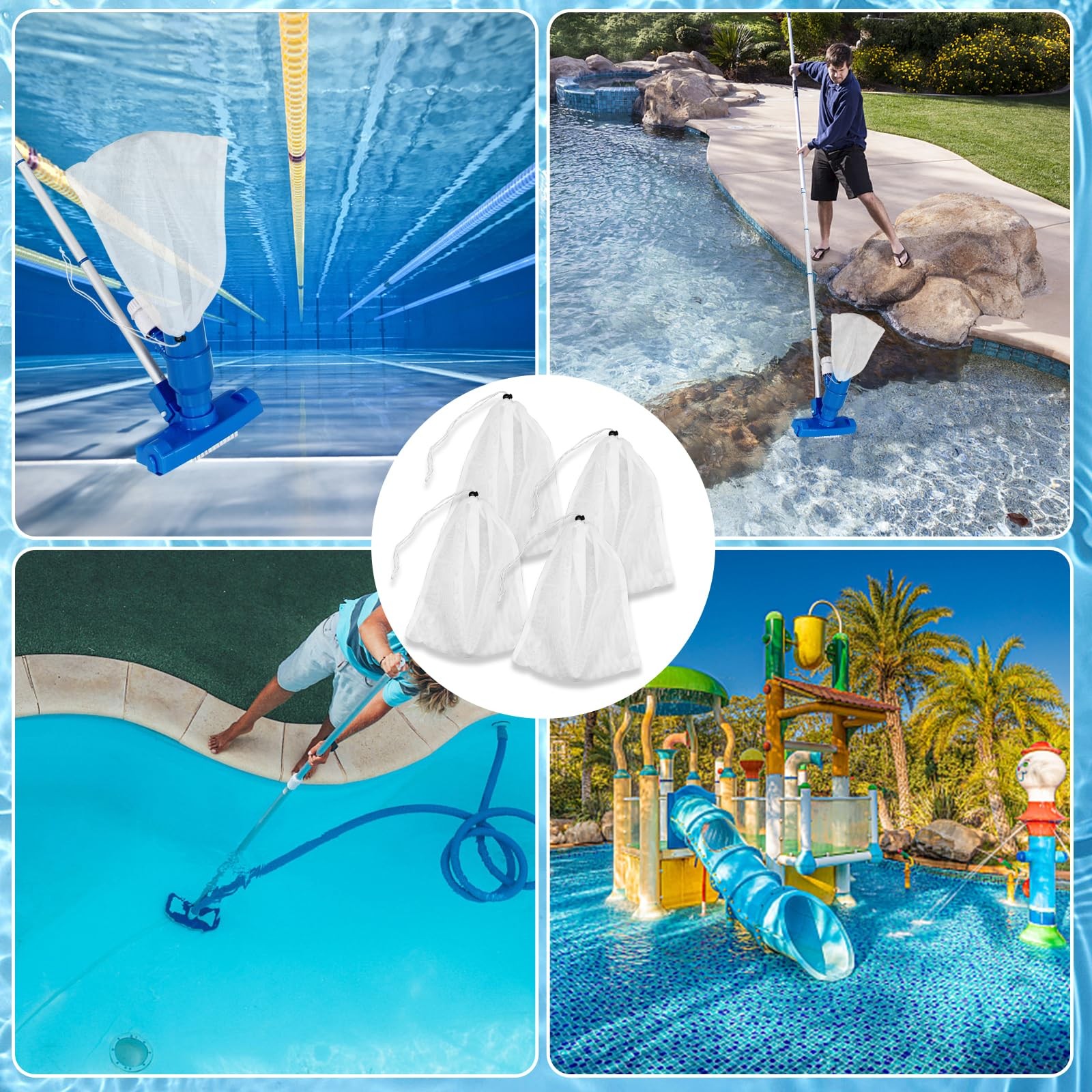 4Pcs Pool Vacuum Replacement Mesh Bag, Leaf Net Bag Fine White