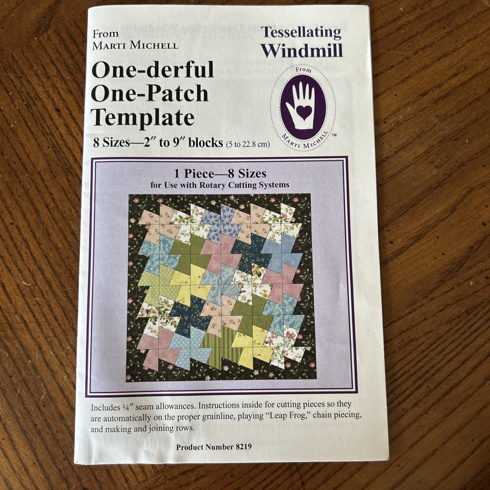 Marti Michell TESSELLATING WINDMILL - One-derful One-Patch Template