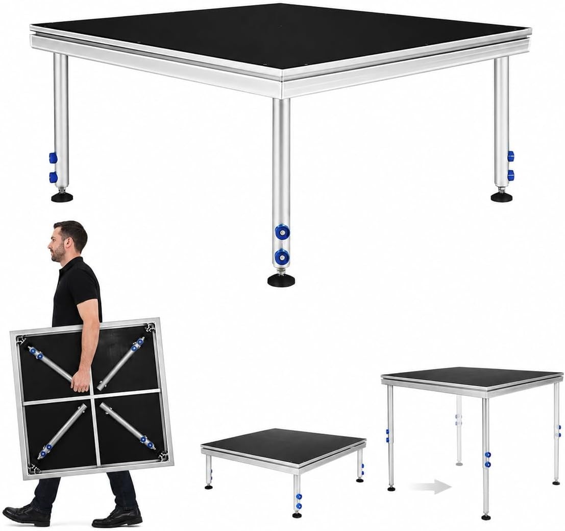 4*4 ft Portable Stage Performance Floor Versatile Platform Adjustable Height US