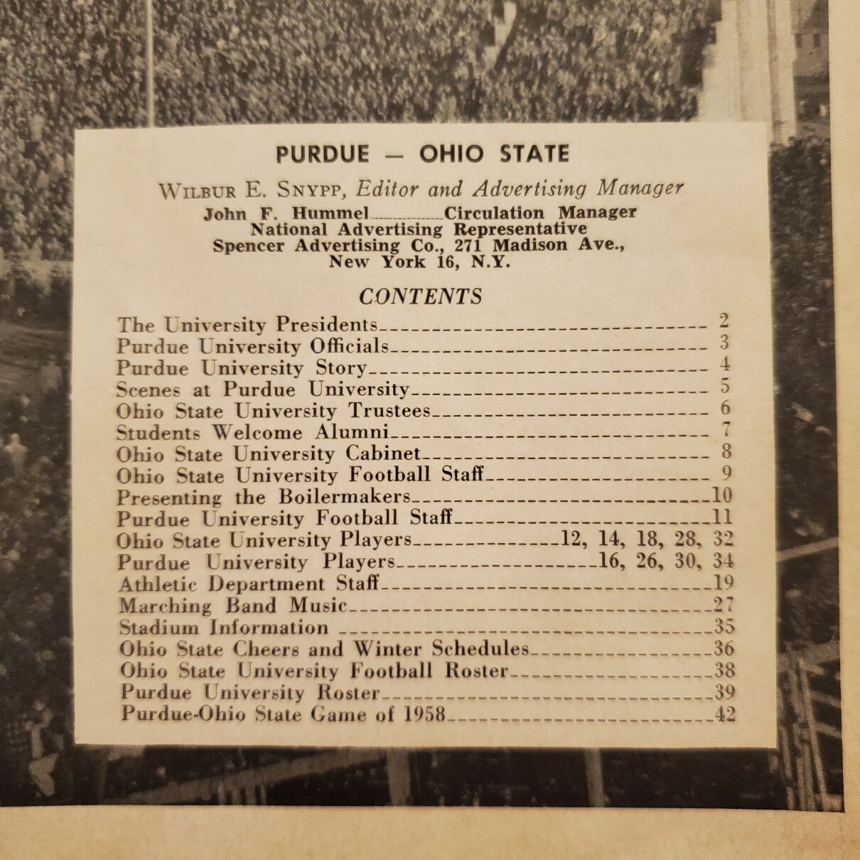 1189----1959 Ohio St at Purdue FB program - Homecoming Game