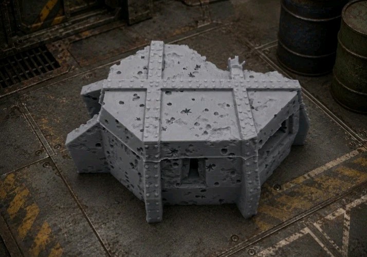 Battlefield Ruined Reinforced Concrete Bunker 2 -32mm Scale -Modern -Scifi