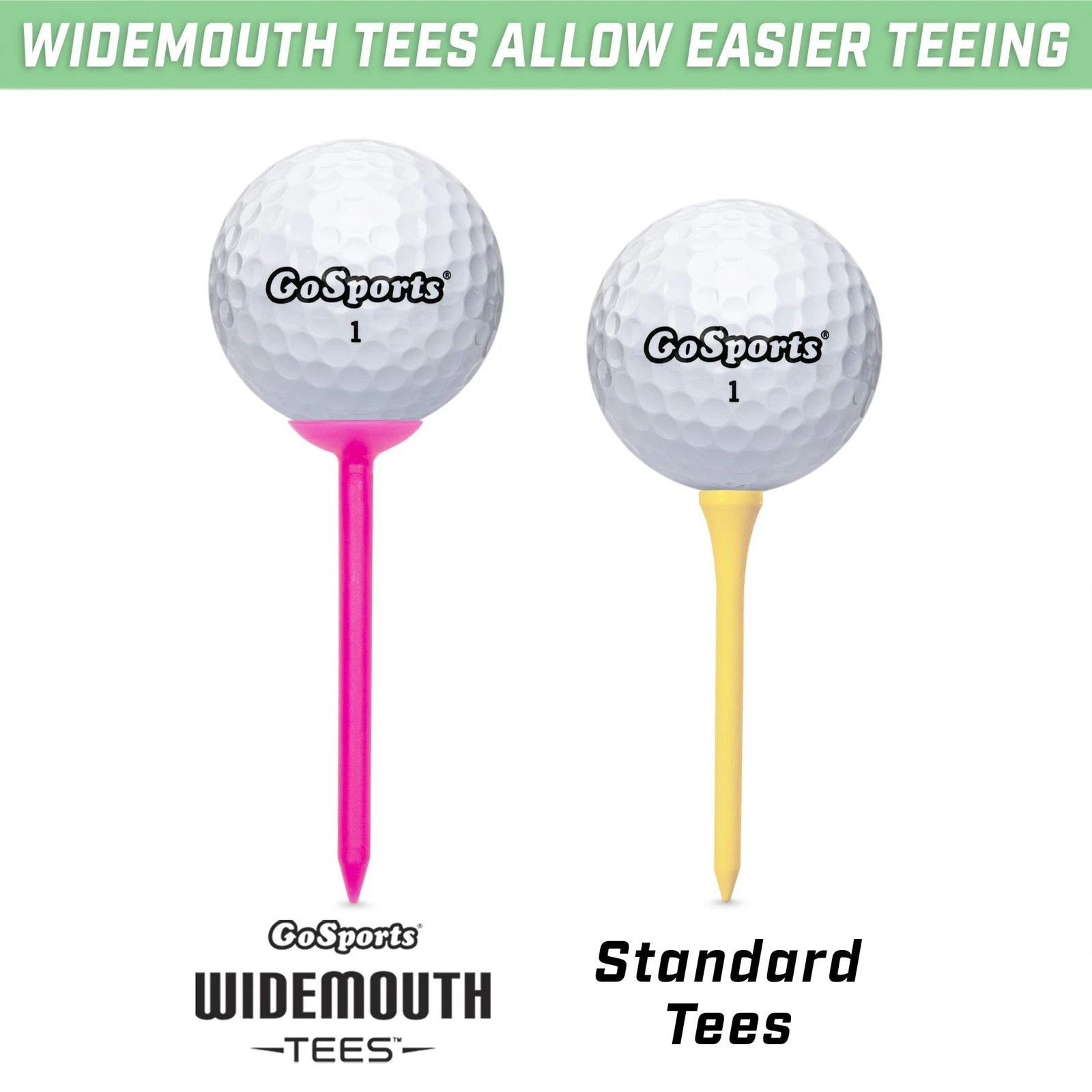 GoSports 3.25” Widemouth Plastic Golf Tees | 60 Tee Player’s Pack - Max