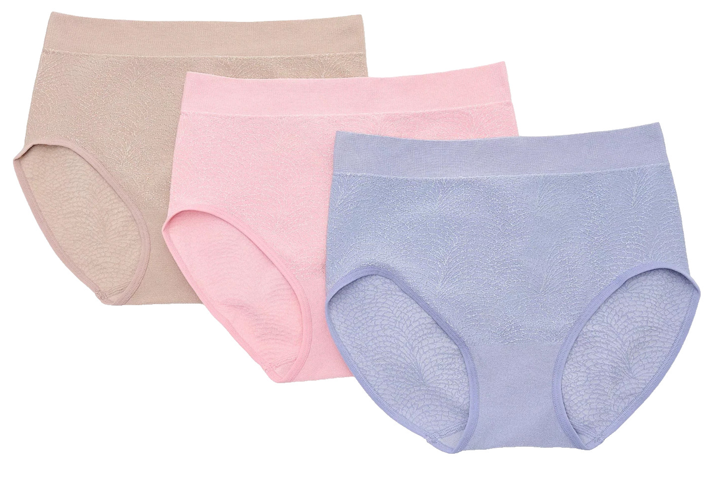Breezies~Set of 3~Featherlite Seamless Full Briefs~Large~Heather~A681661 13247