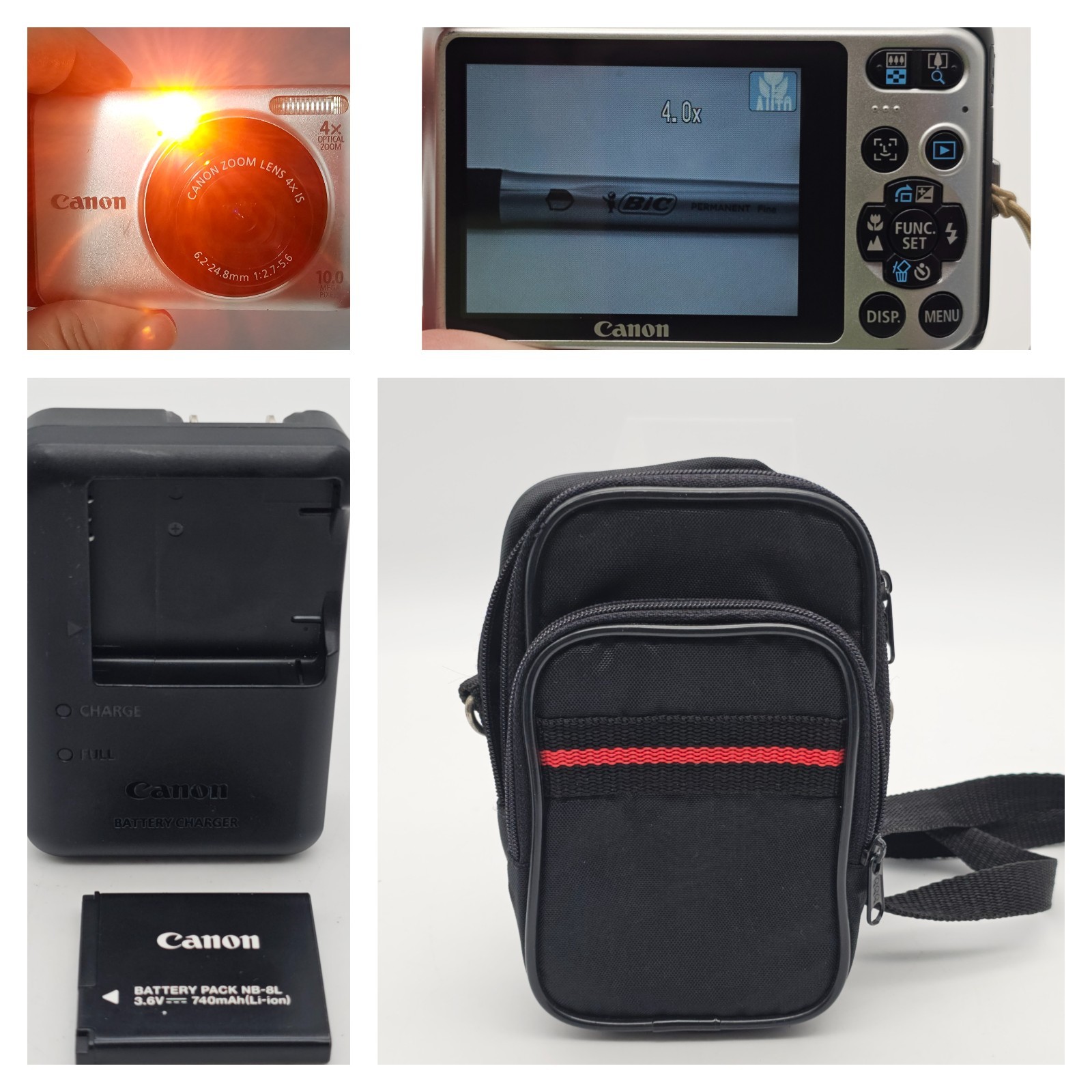 Canon PowerShot A3000 IS 10MP Digital Camera with Battery, Charger, and Bag/Case