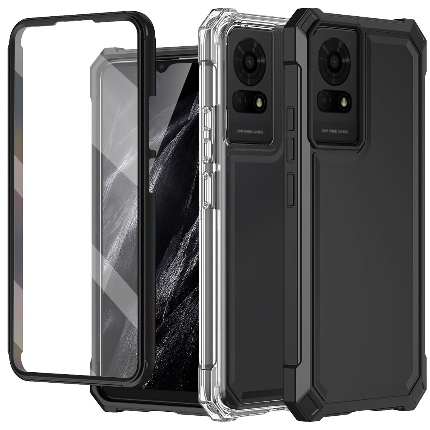 For TCL K24 T434D Phone Case Full Body Cover + Built-in Screen Protector