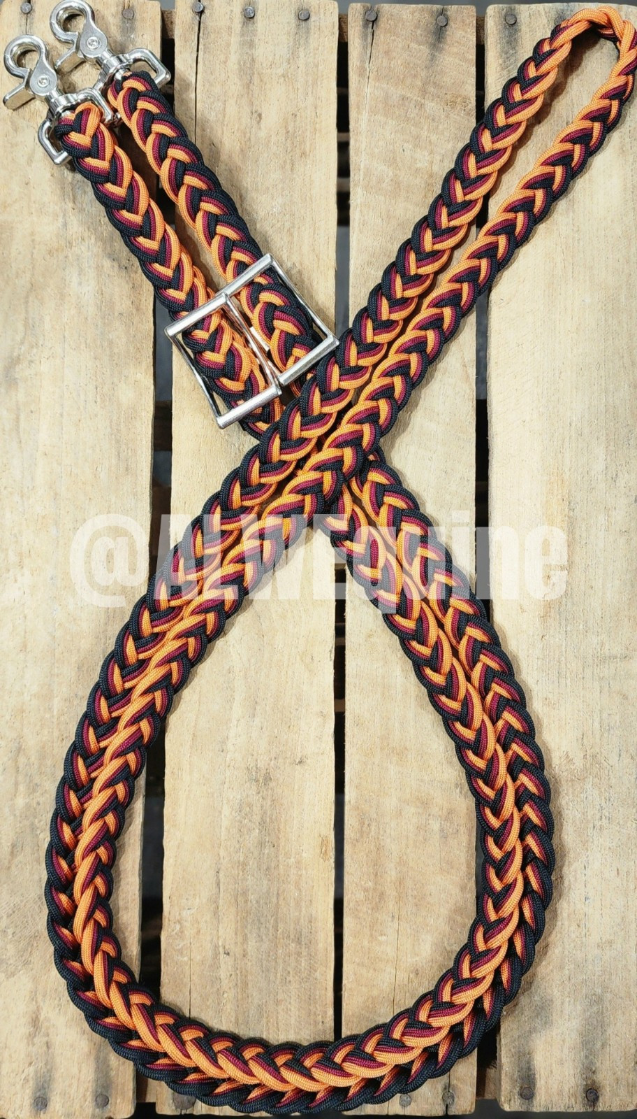 BRAND NEW Orange, Burgundy, & Black Adjustable Paracord Reins by ALW Equine