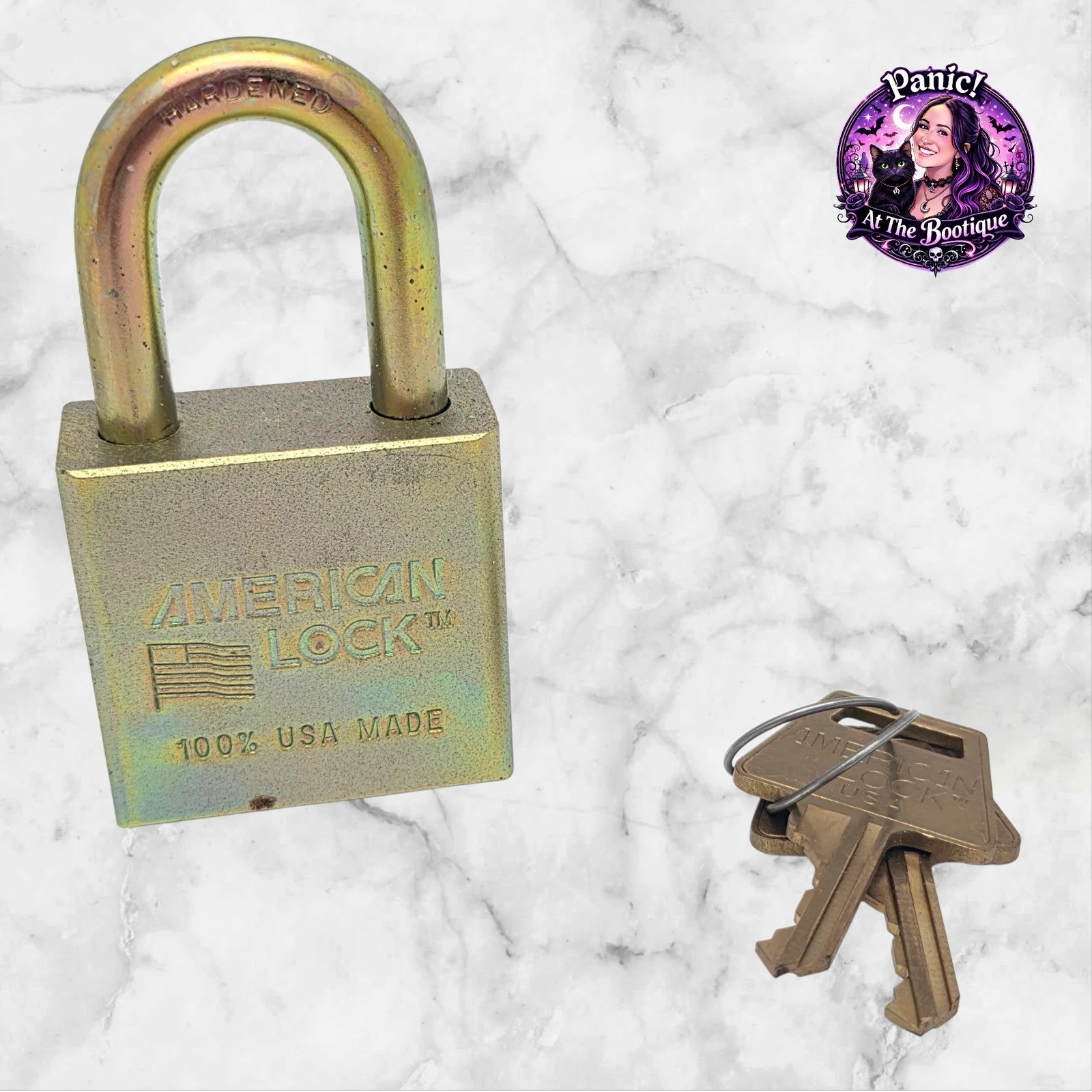 American Lock Padlock Series 5200 Steel Gold USA Made Hardened Shackle With Keys