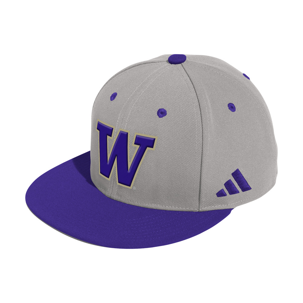 adidas Washington Huskies Fitted Wool Flat Brim Cap Mens Size 73/4   HY4111