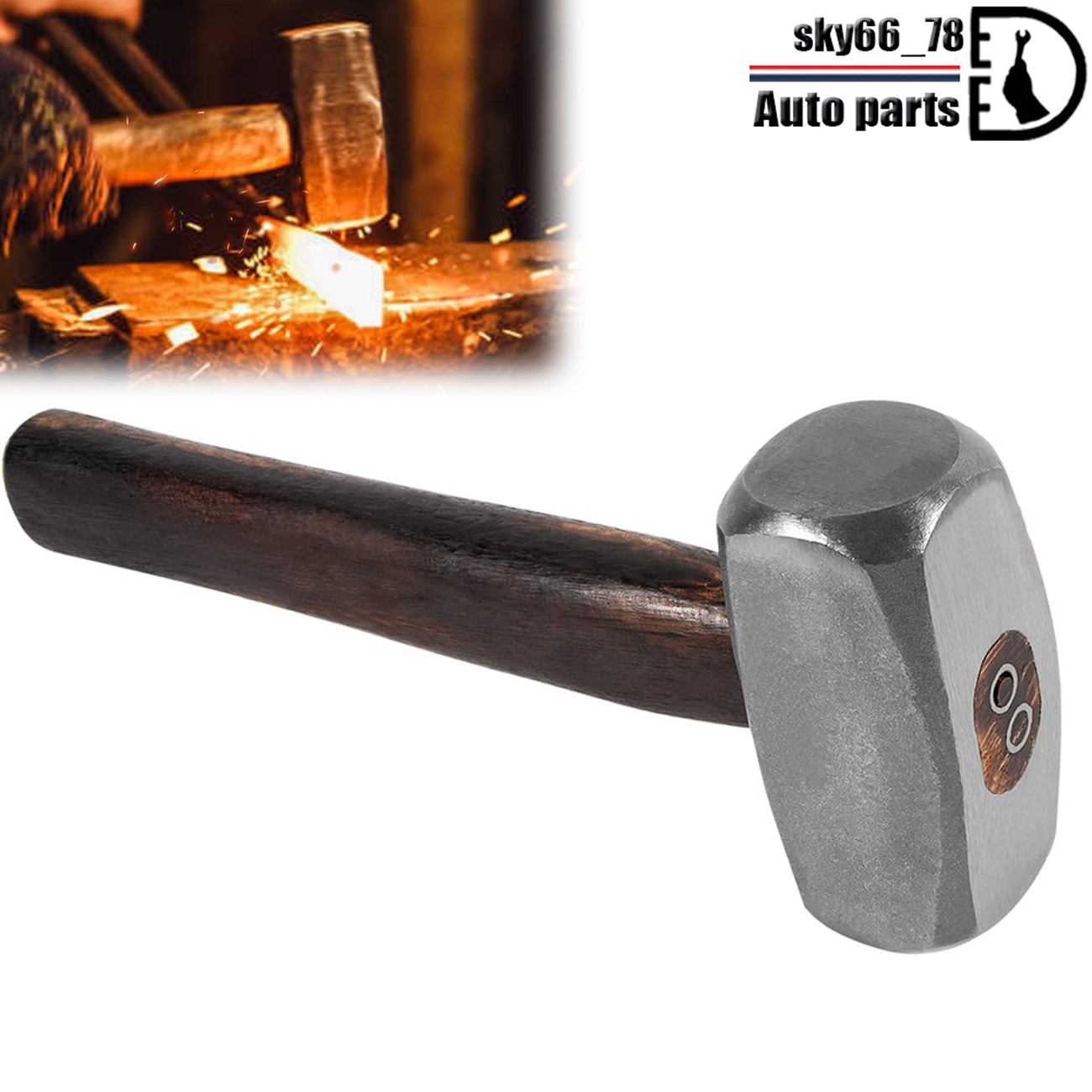 Blacksmith Forging Tool 3LB Handmade Forge Hammer for Farrier, Knife Maker