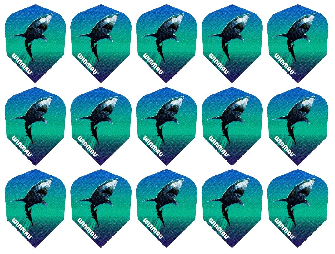 5 New Sets Winmau Mega Standard Dart Flights – Ships w/ Tracking - Shark