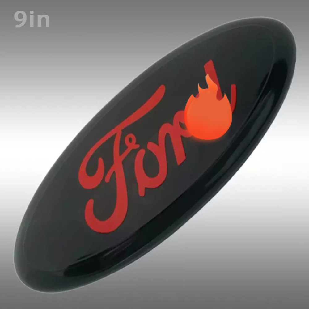 For 2005-2014 Ford F150 FRONT GRILLE/ TAILGATE 9 inch Oval Emblem BLACK/RED